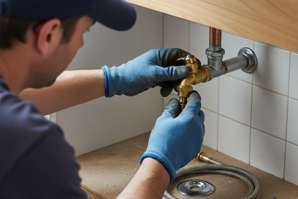 Shutoff valve and fitting work during Burst Pipe Repair in Portage